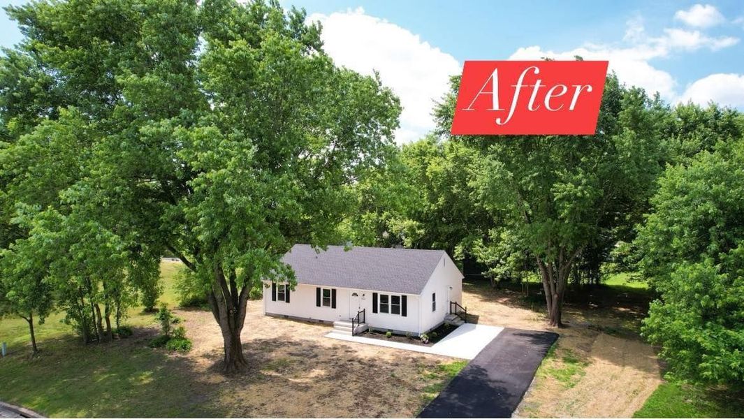 House with trees and "After" text overlay